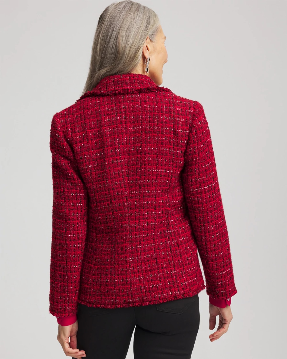 Chico's Tweed Sequins Blazer In Red