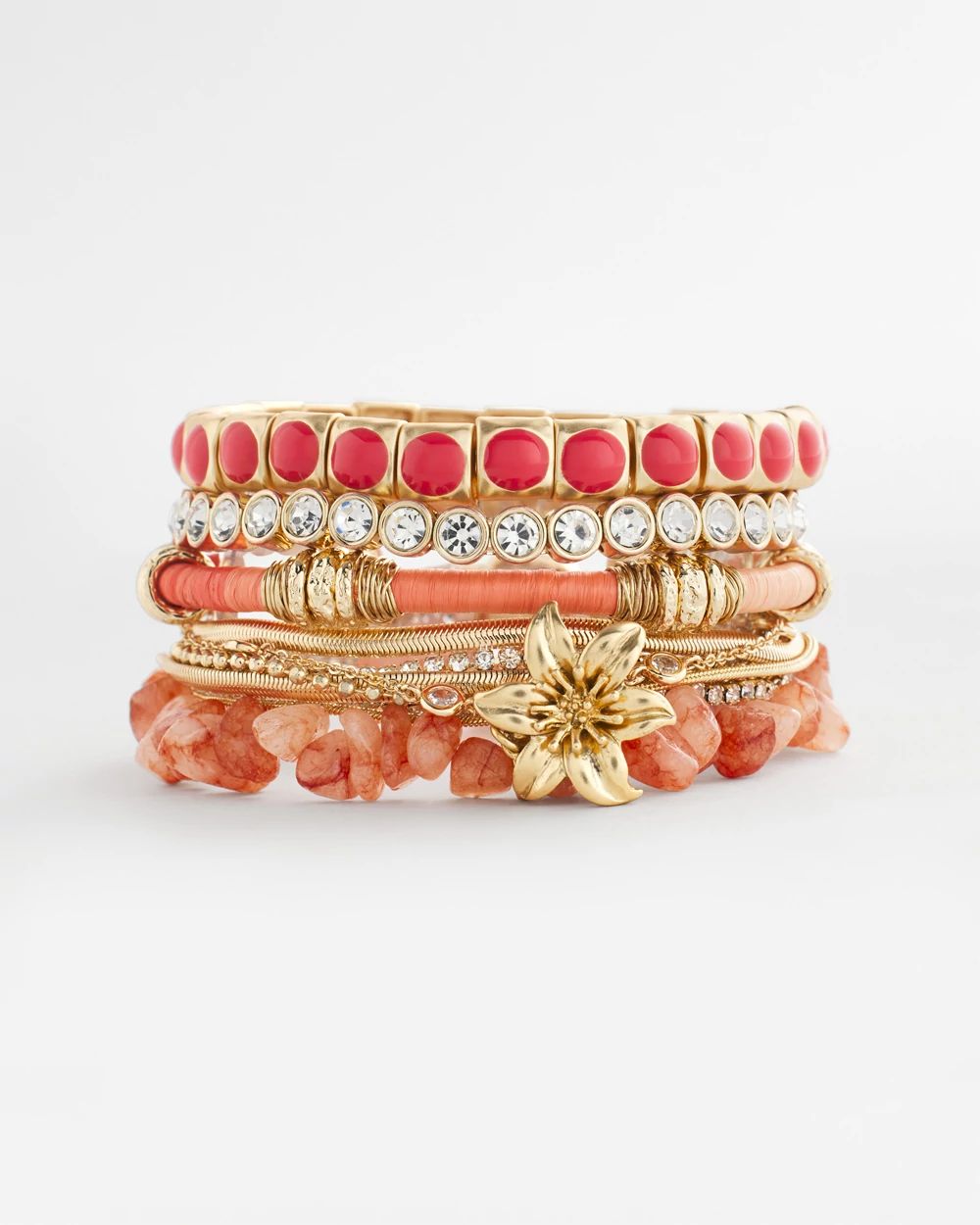 Bold Orange Goldtone Slip-On Bracelet click to view larger image.