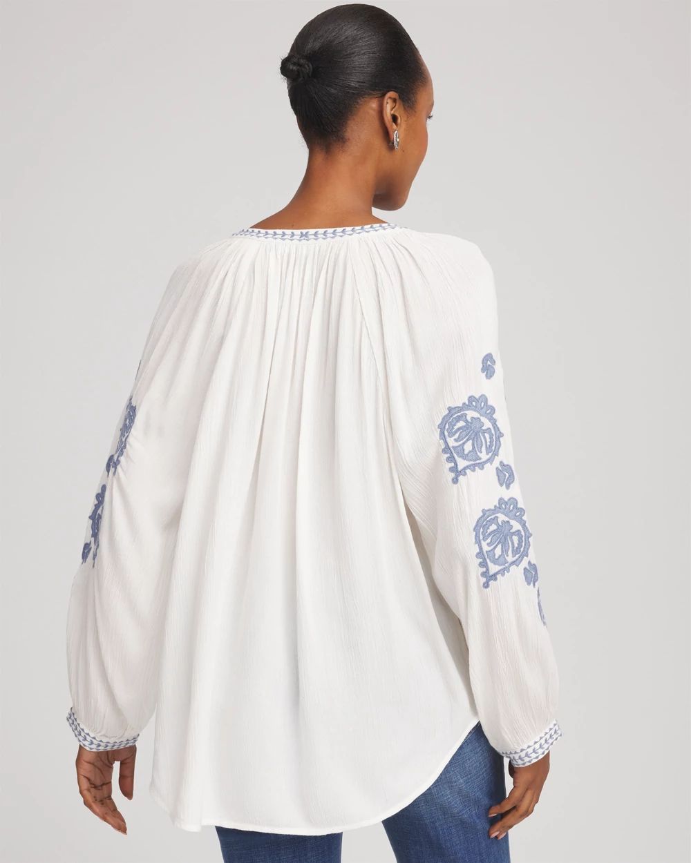 Embroidered Splitneck Shirt