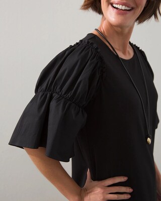Knit-Woven Mix Tiered Sleeve Dress