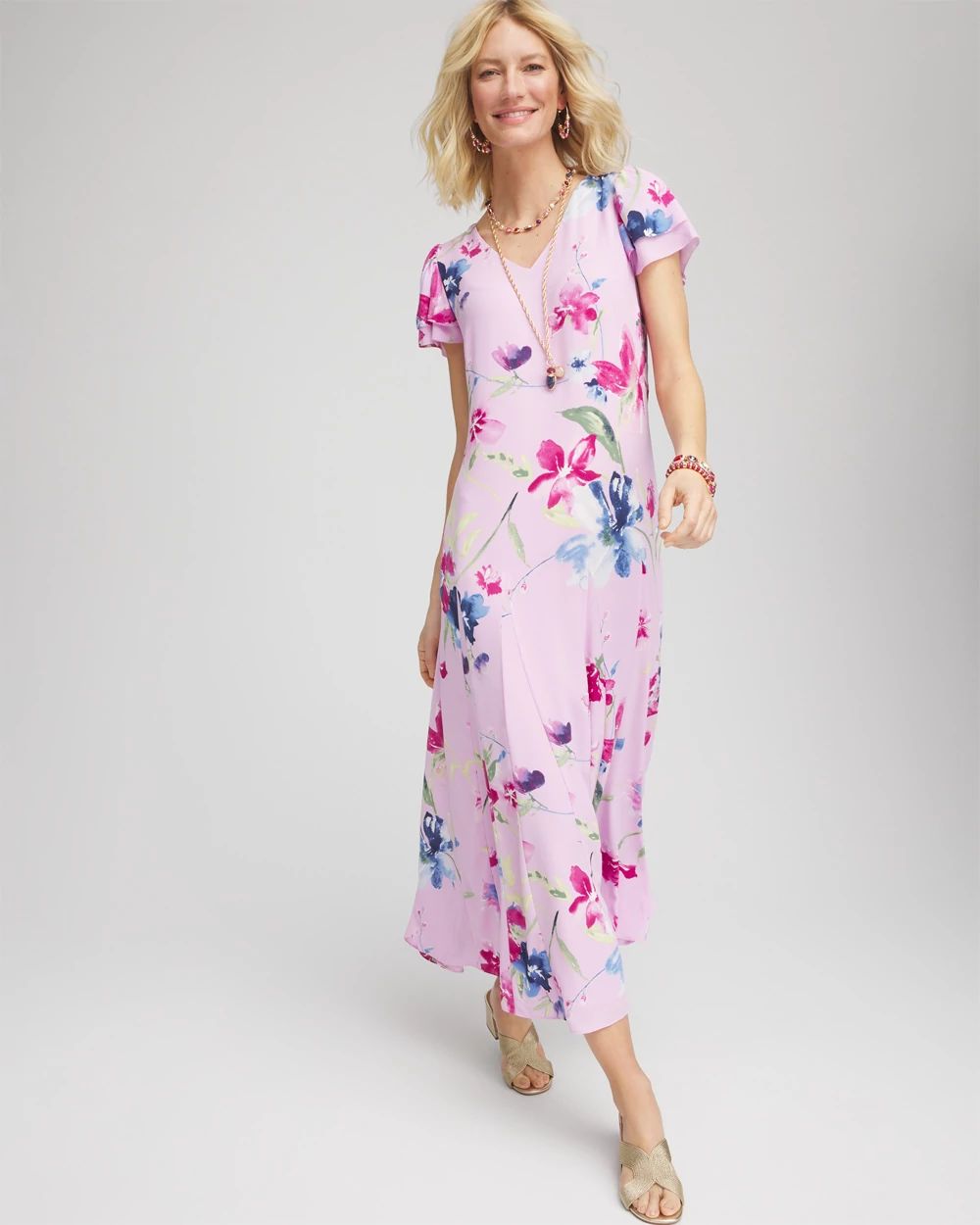 Crepe V-Neck Maxi Dress