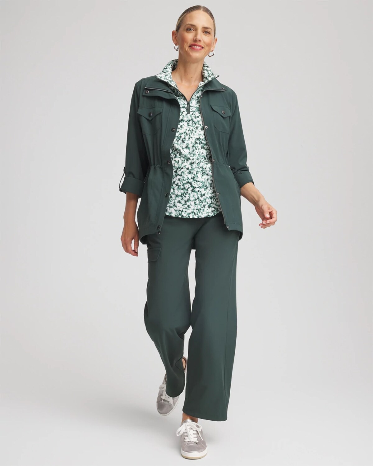 Chico's Ripstop Cargo Jacket In Darkest Spruce In Green