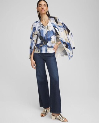 Foil Ocean V-Neck Elbow Sleeve Tee
