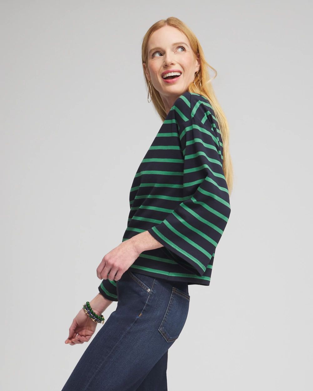 Stripe Wide Sleeve Top