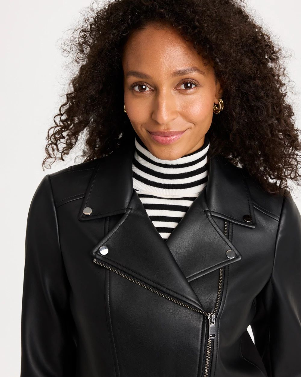 Faux Leather Moto Jacket click to view larger image.