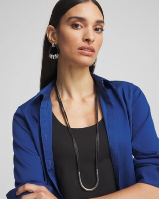 Silver Tone Multi Strand Cord Necklace