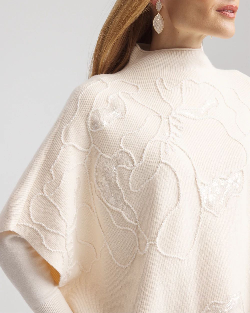 Embroidered Cashmere Blend Poncho click to view larger image.