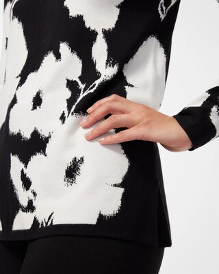 Black and White Floral Pullover Sweater