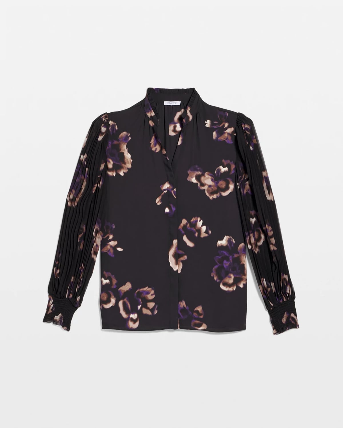 Chico's Fjord Flora Opaque Crepe Blouse In Black In Black