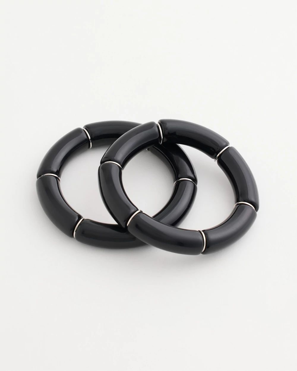 Black Stretch Bracelets Set of Two click to view larger image.