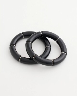 Black Stretch Bracelets Set of Two click to view larger image.