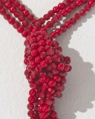 Red Bead Long Y-Necklace