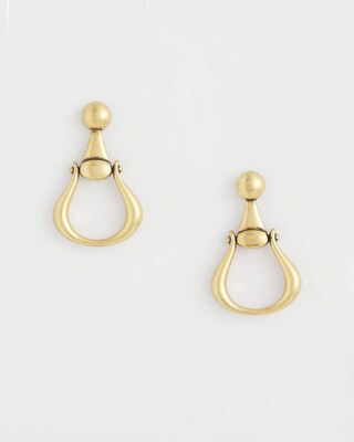 No Droop™ Gold Tone Horsebit Drop Earrings