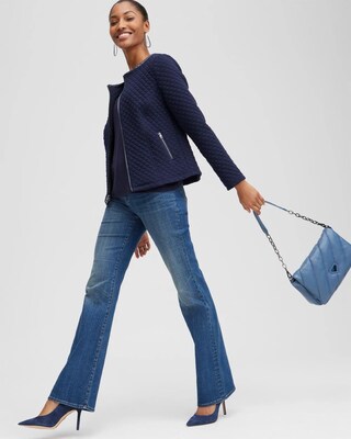 Knit Jacquard Moto Jacket