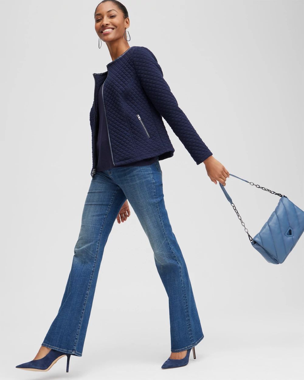 Knit Jacquard Moto Jacket