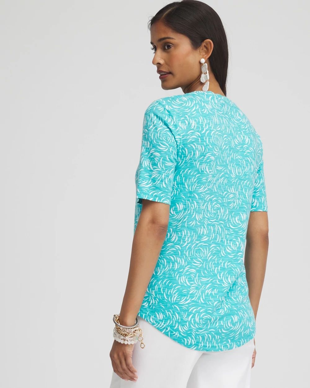 Petal Print Notch Neck Tee
