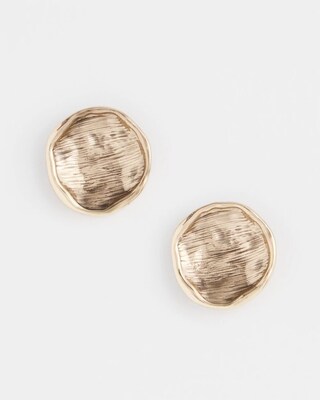 Gold Tone Round Disc Stud Earrings click to view larger image.