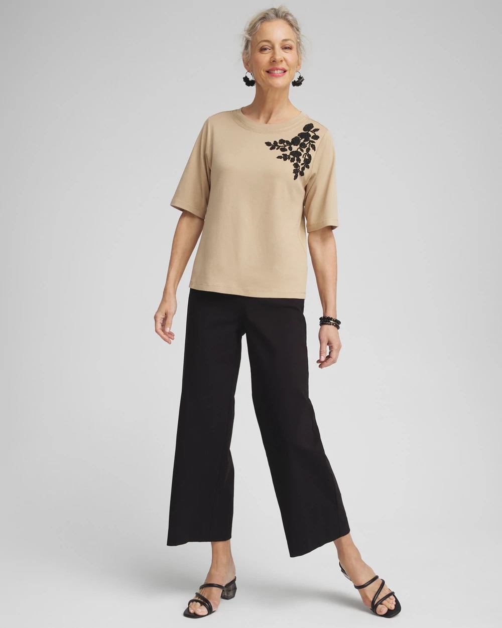 Touch of Cool™ Embellished Placed Floral Tee