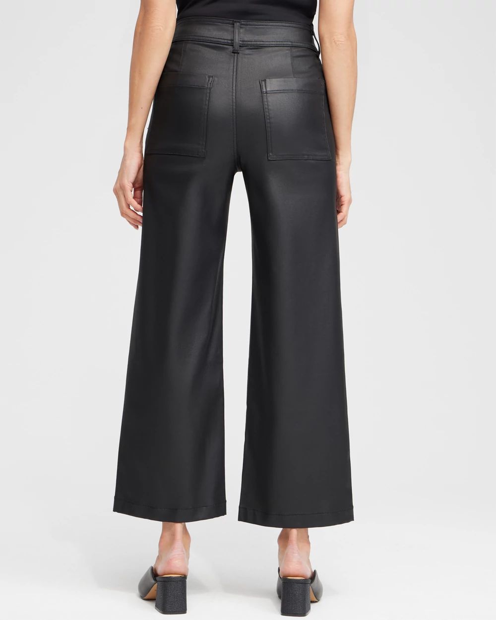 Petite Coated Wide Leg Cropped Denim
