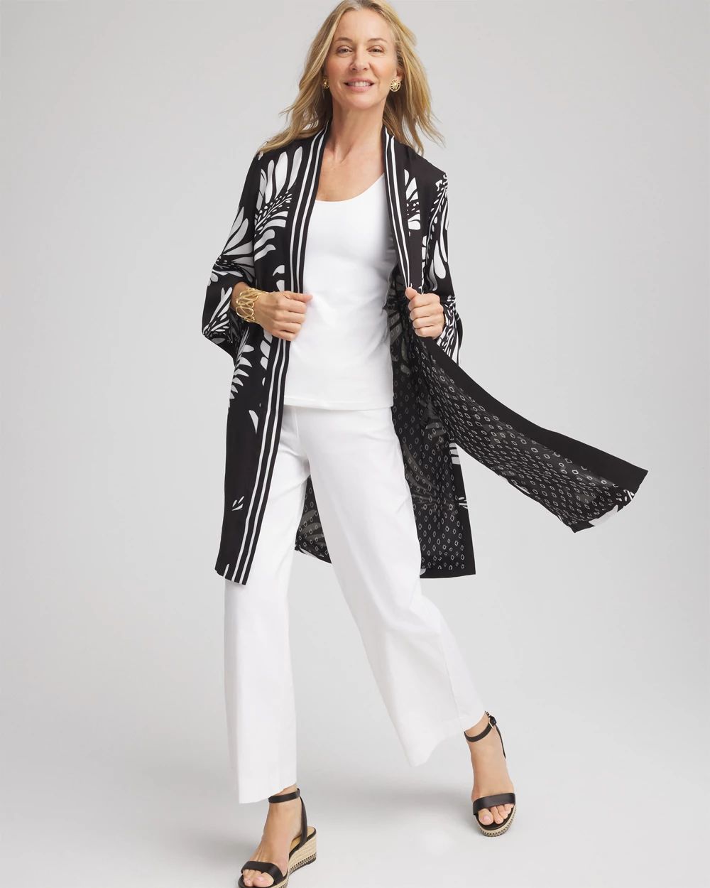 Tie-Front Long Kimono