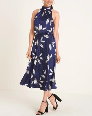 Adrianna Papell Floral-Print Halter Midi Dress