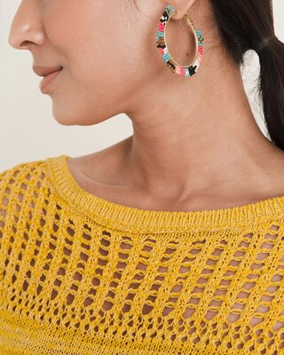 Multicolored Beaded Hoop Earrings