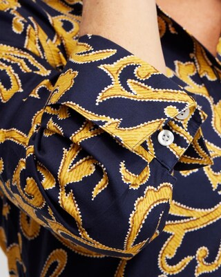 No Iron™ 3/4 Sleeve Filigree Print Shirt