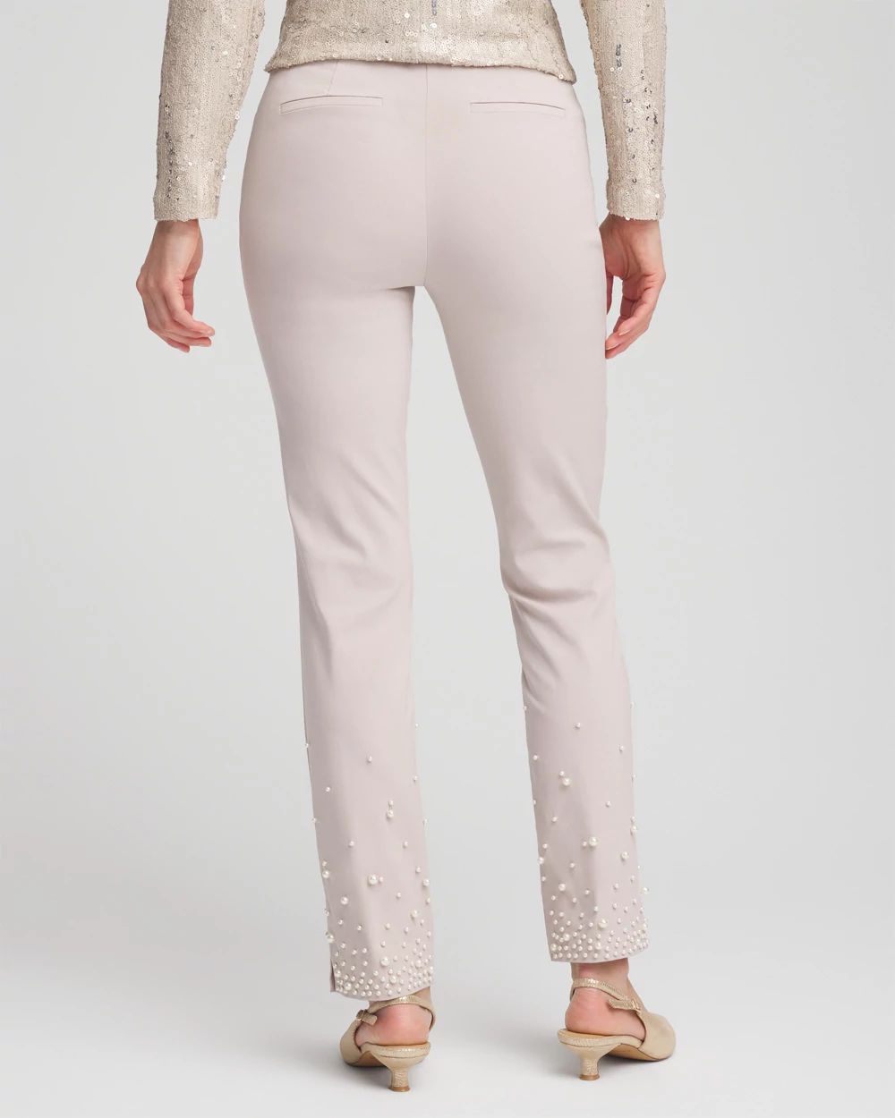 Petite Brigitte Faux Pearl Slim Ankle Pants