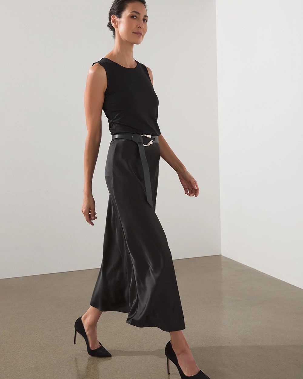 Black Label Stretch Satin Skirt