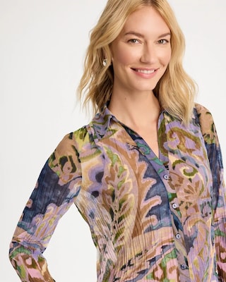 Paisley Semi-Sheer Crinkle Mesh Top click to view larger image.