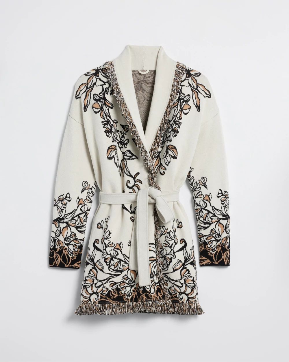 Fringe Jacquard Cardigan
