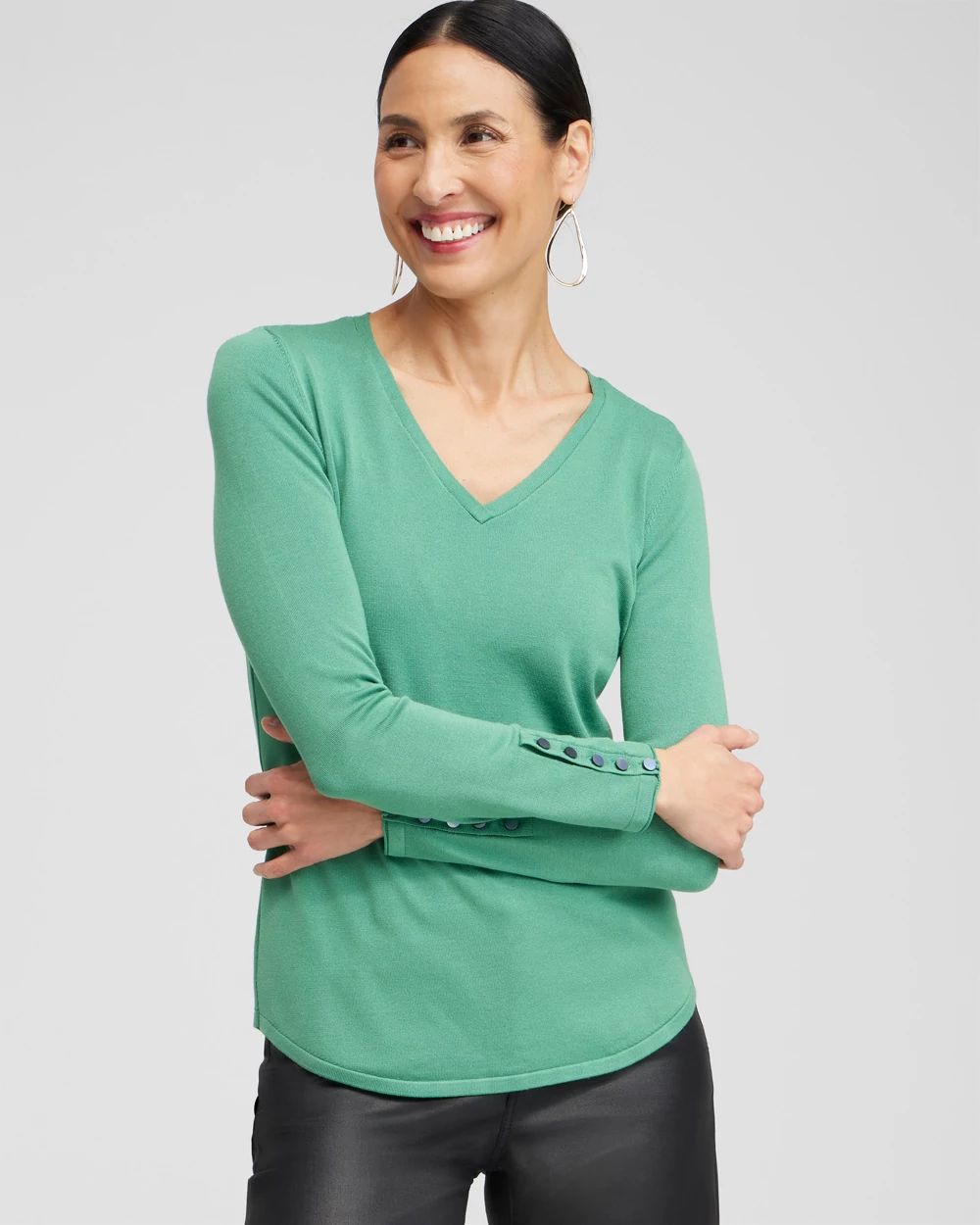 Spun Rayon V-neck Pullover Sweater