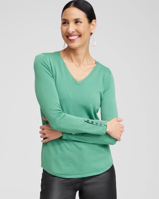 Spun Rayon V-neck Pullover Sweater