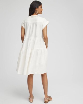 Linen Embellished Cap Sleeve Dress click to view larger image.