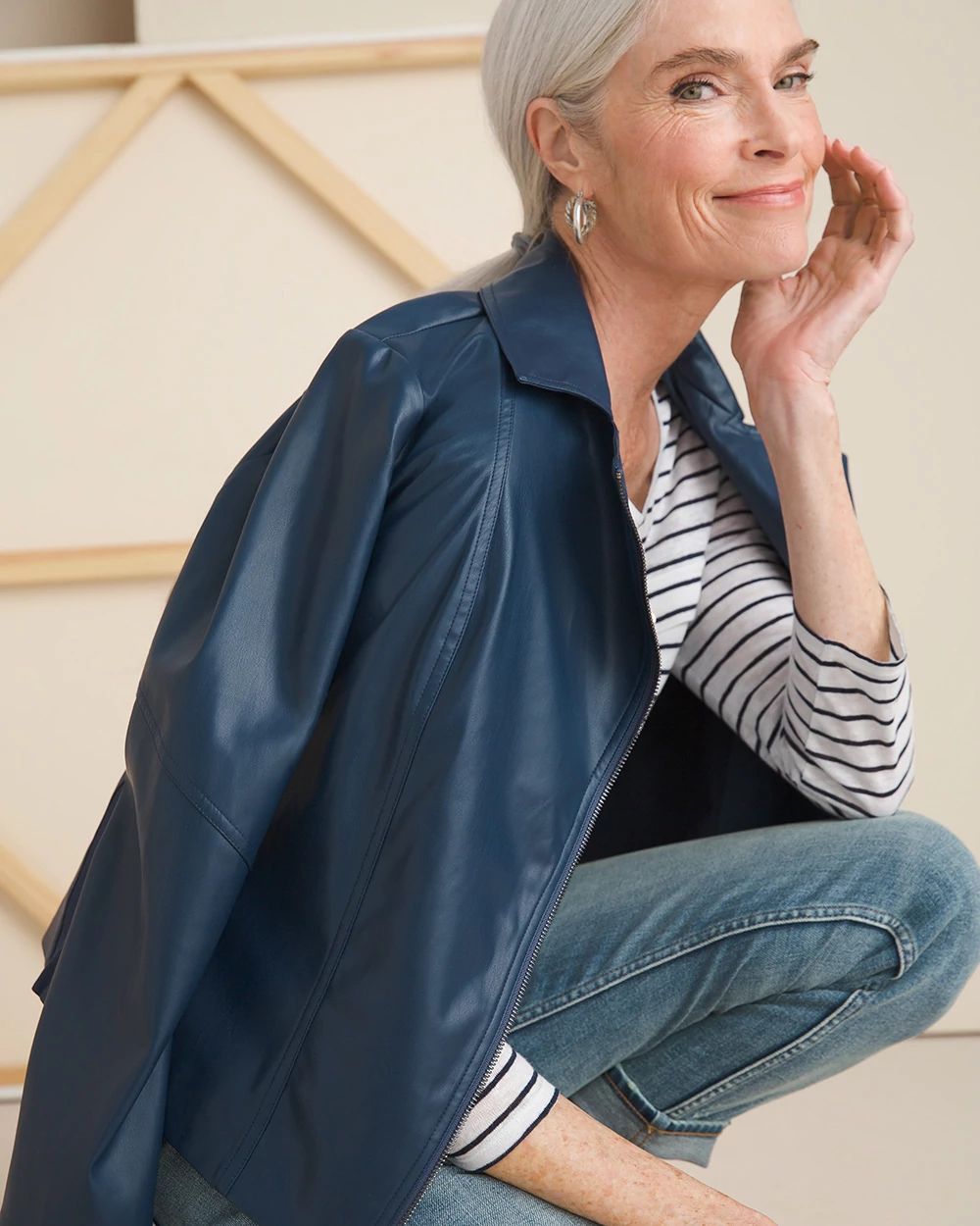 Faux-Leather Moto Jacket
