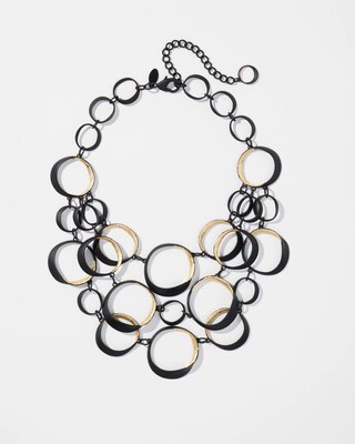 Matte Black Gold Tone Bib Necklace