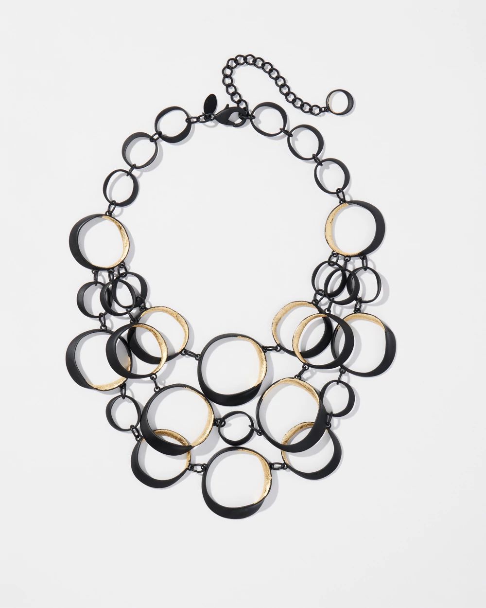 Matte Black Gold Tone Bib Necklace