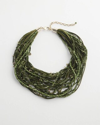 Olive Raffia Necklace