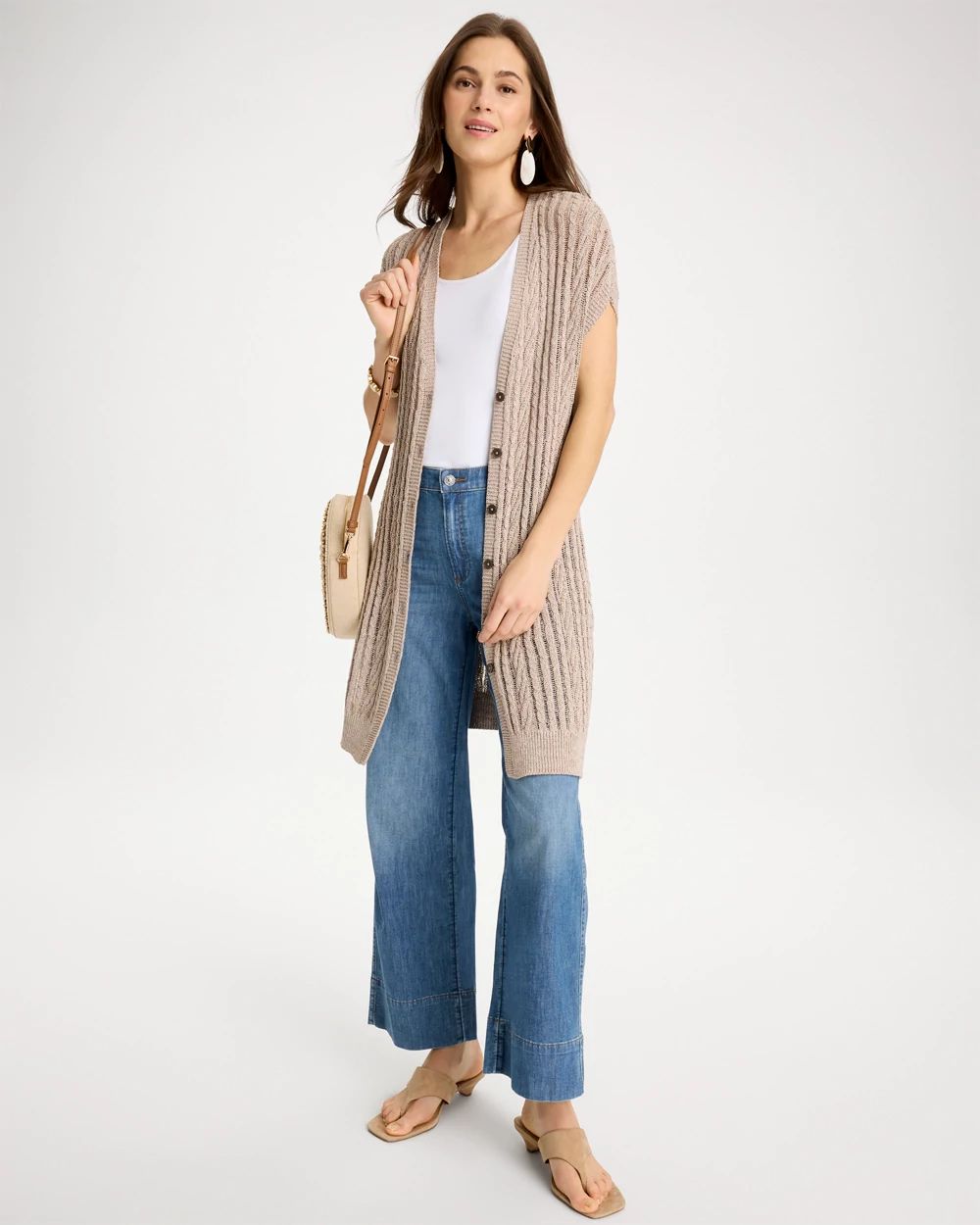 Faucet V-Neck Long Cardigan Vest