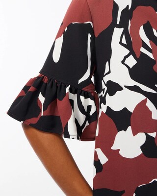 Twill Flounce Sleeve Shirt Dress