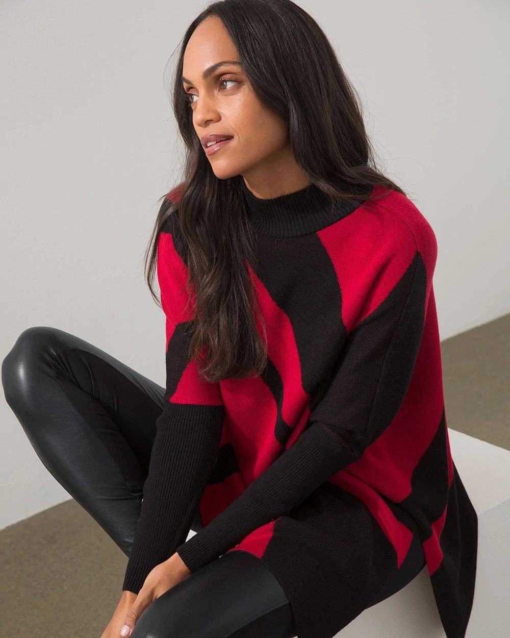 Mock Neck Sweater Poncho