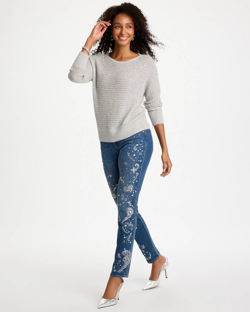 Sequin Embellished Pullover Sweater