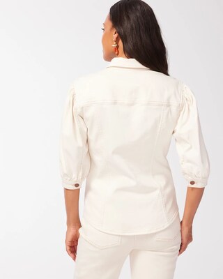 Short Sleeve White Denim Jacket