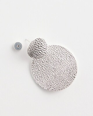 No Droop™ Silver Tone Textured Circle Drop Earrings