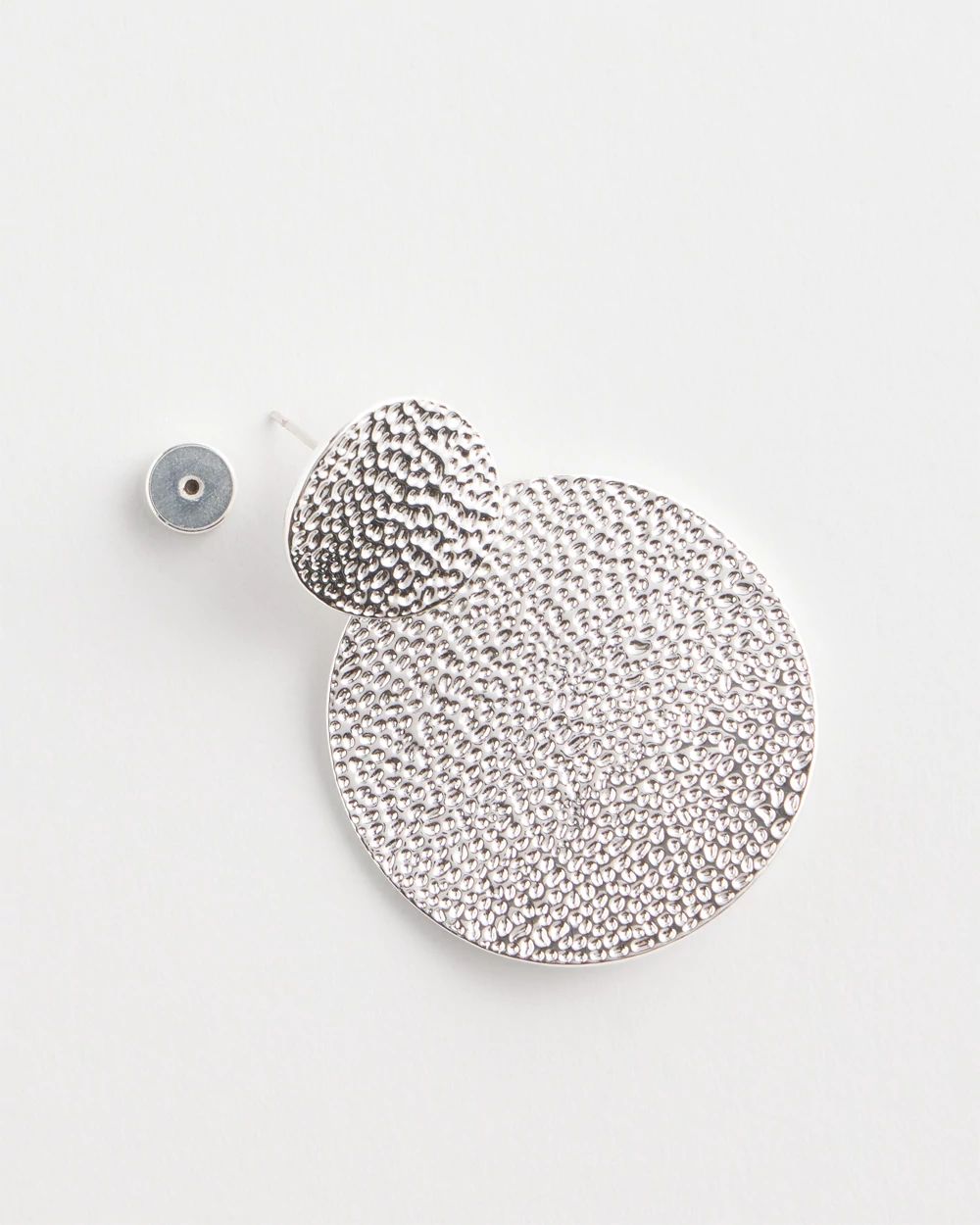 No Droop™ Silver Tone Textured Circle Drop Earrings