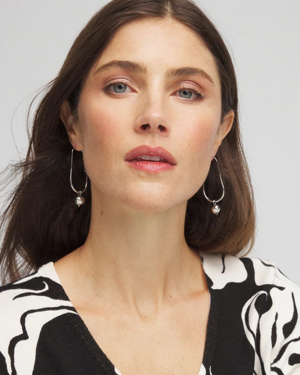 Silvertone Bead Threader Earrings