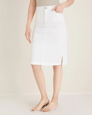 No-Stain White 5-Pocket Denim Twill Skirt