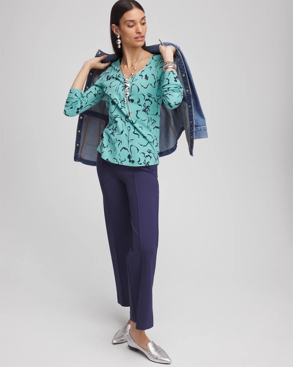 V-Neck Printed Pullover