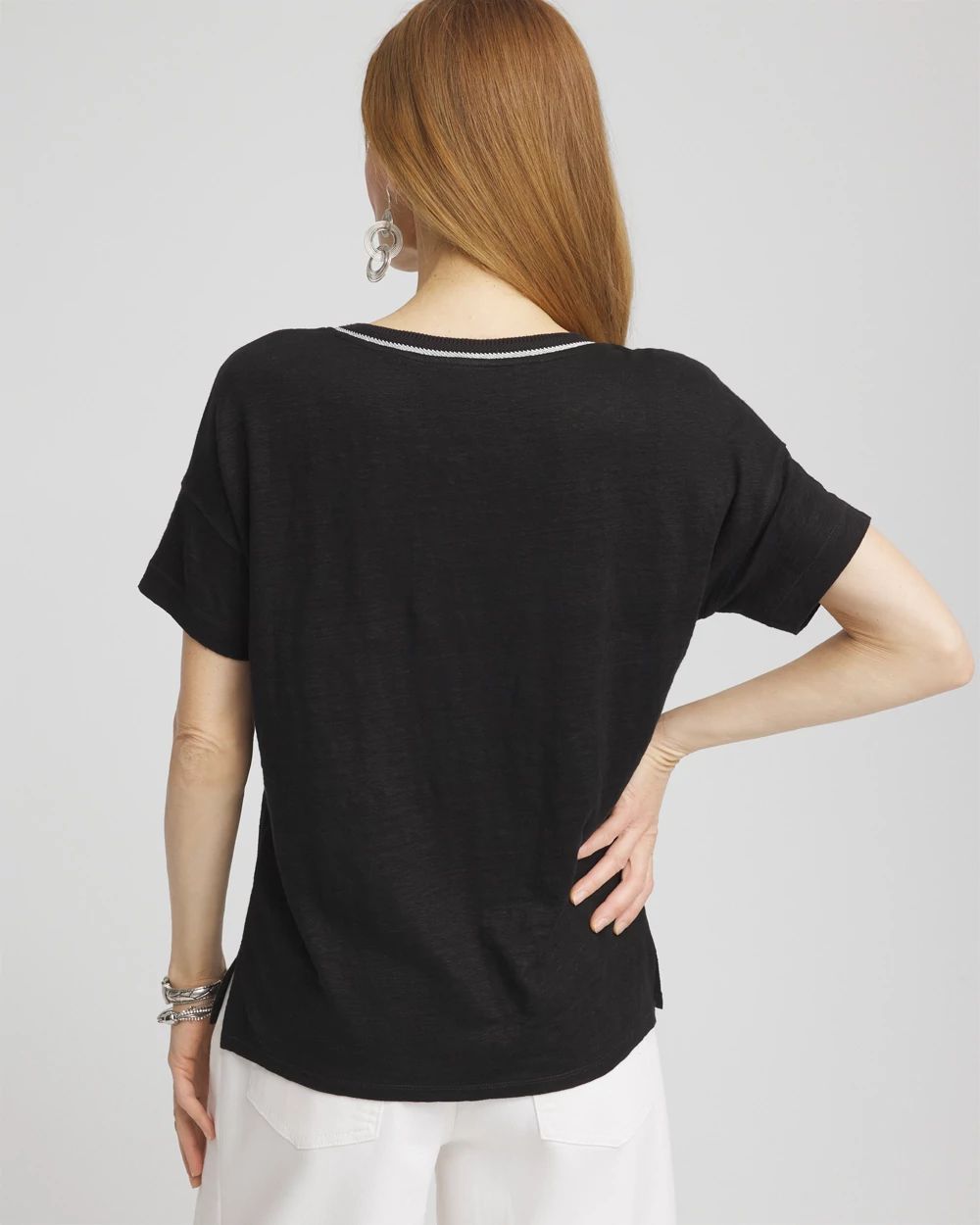 Sweater Trim Linen Tee click to view larger image.