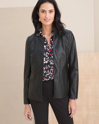 Faux Leather Peplum Jacket